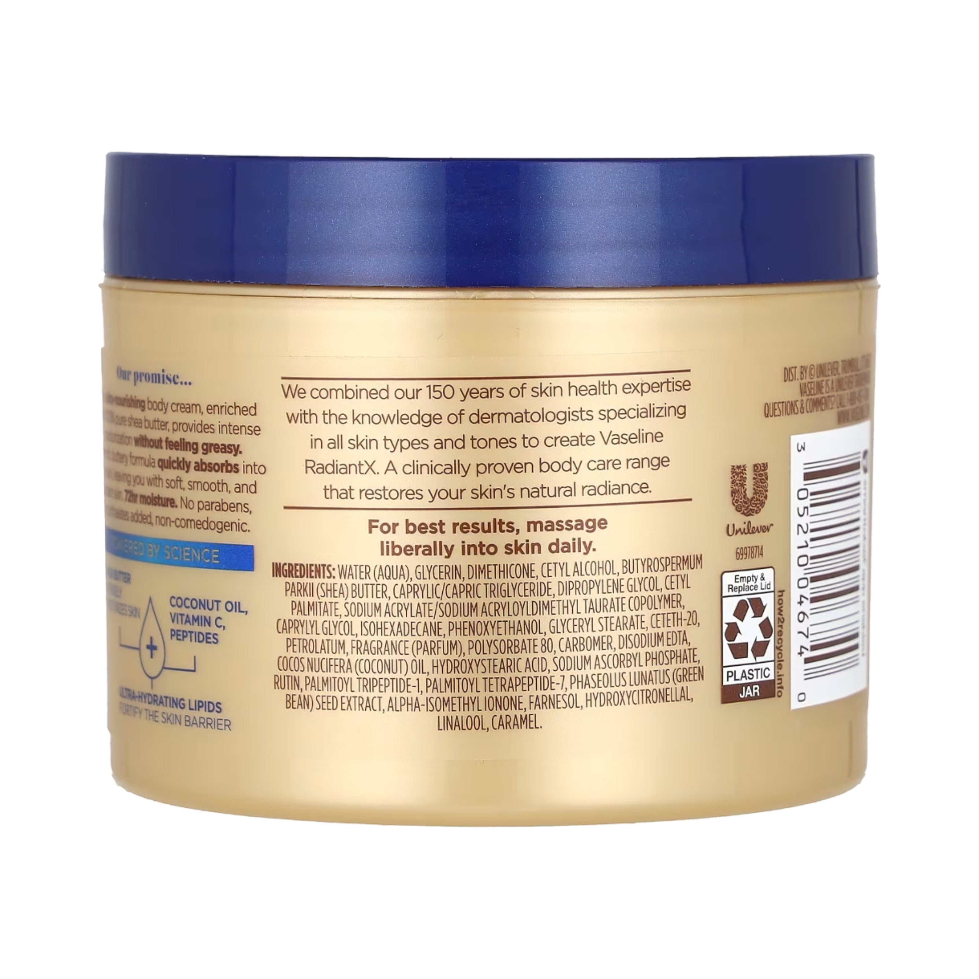 Vaseline - RadiantX, Deep Nourishment Body Cream, 10 oz (283 g)
