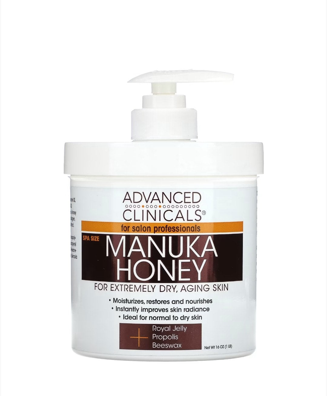 Advanced Clinicals - Manuka Honey Cream, 1 lbs (16 oz)