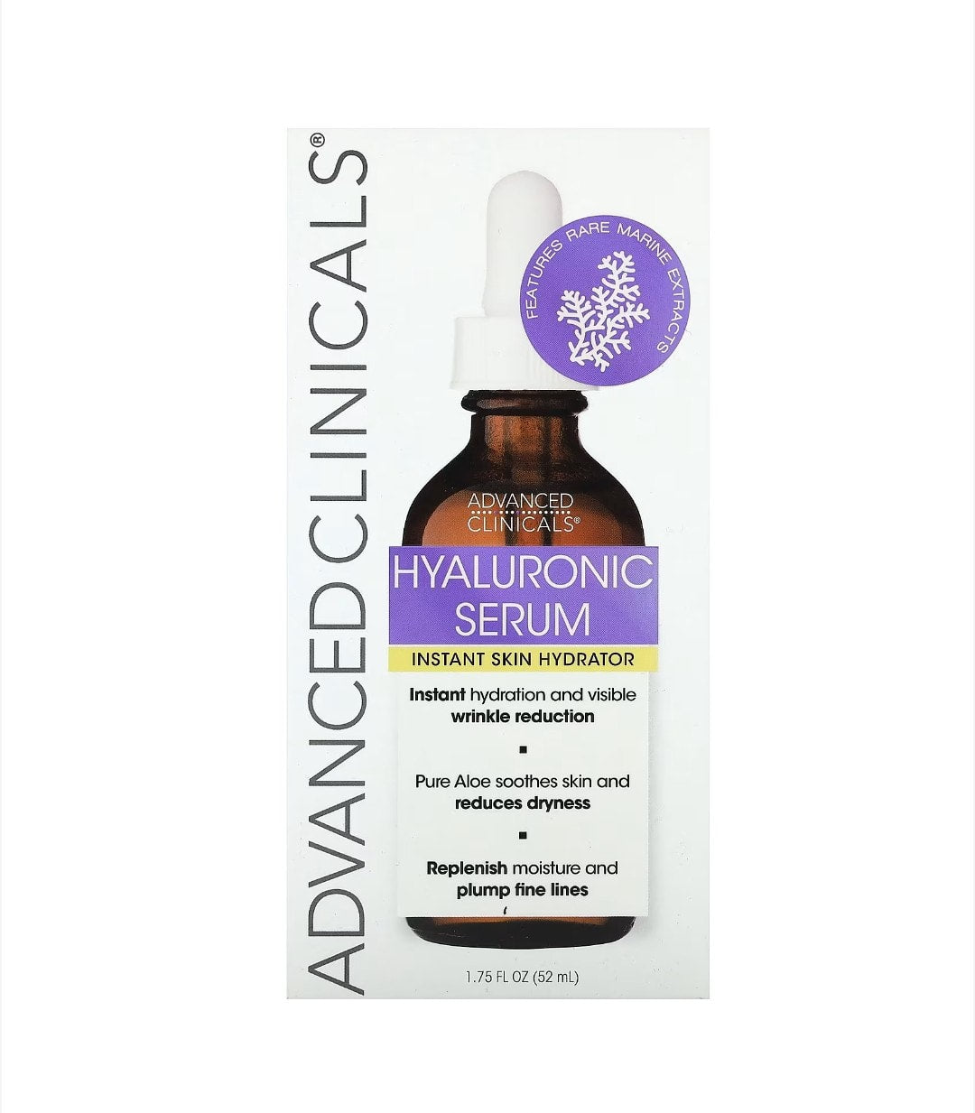 Advanced Clinicals - Hyaluronic Serum, Instant Skin Hydrator, 1.75 fl oz (52 ml)