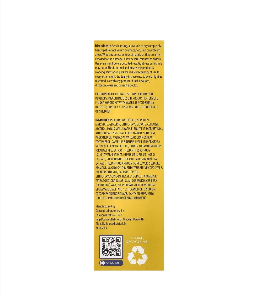 Advanced Clinicals - Retinol Serum, Anti-Wrinkle, 1.75 fl oz (52 ml)