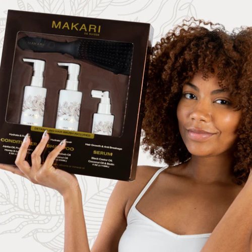 Makari - Hair Set Including Shampoo + Conditioner + Serum + Hair Brush