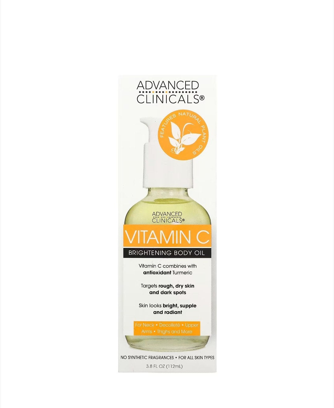 Advanced Clinicals - Vitamin C, Brightening Body Oil, 3.8 fl oz (112 ml)