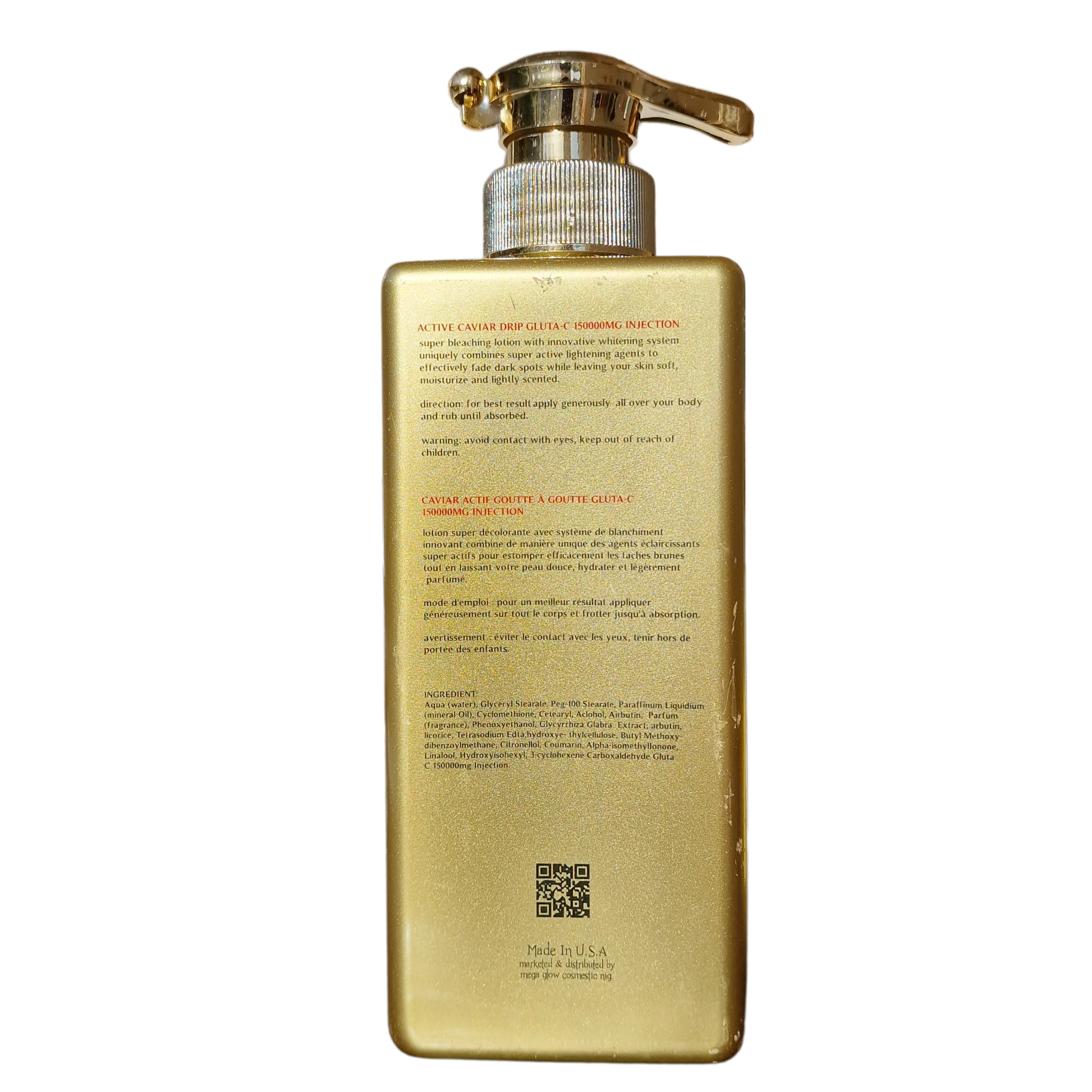Active Caviar Drip - Gluta C 150000mg Injection, 24K Gold (444ml / 15 fl oz)