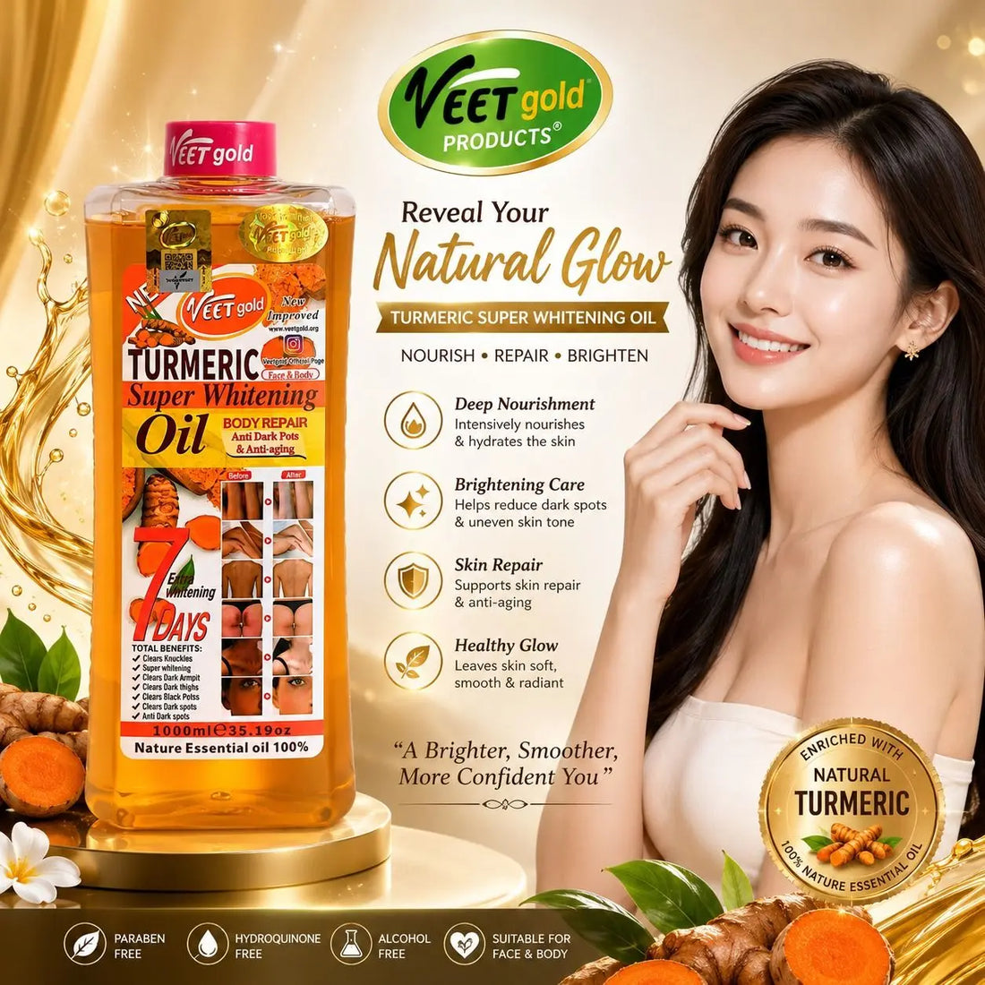 Veetgold - Turmeric Super Whitening Oil (1000ml/35.19 oz)