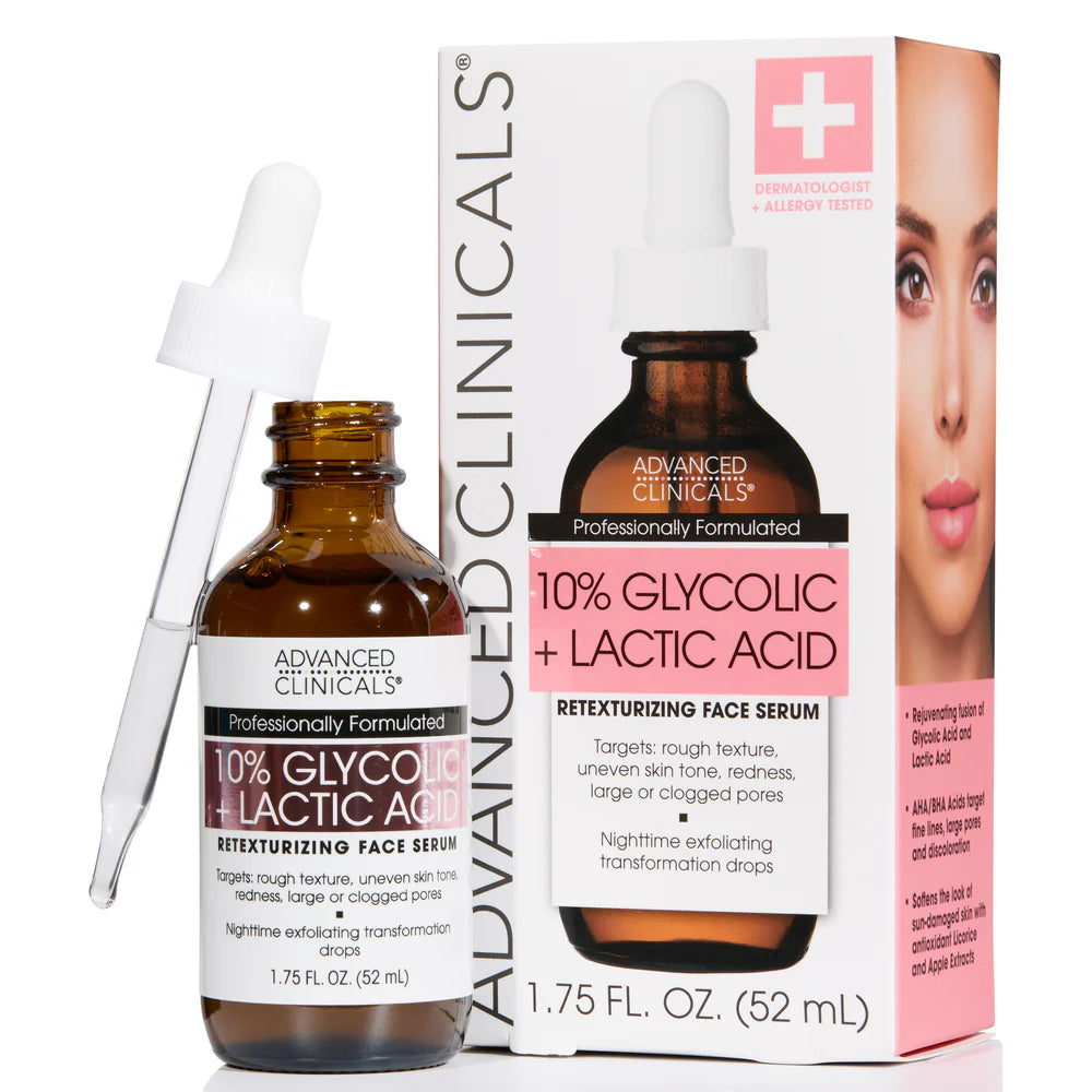 Advanced Clinicals - 10% Glycolic + Lactic Acid fine lines free (52ml / 1.75 fl. oz.)