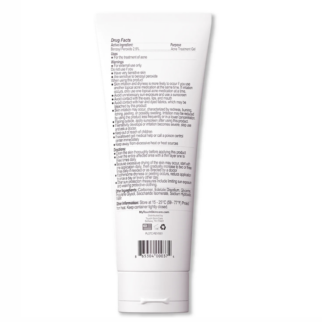 Touch - Acne Treatment Gel - Benzoyl Peroxide 2.5% (8oz)