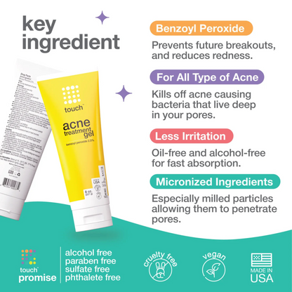Touch - Acne Treatment Gel - Benzoyl Peroxide 2.5% (8oz)