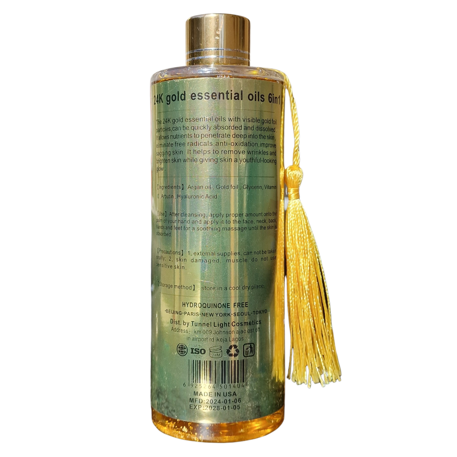 Morrocan Argan Essential Oils 6in1 - 24K Gold Primer Skin Oil (300ml / 11 fl oz)