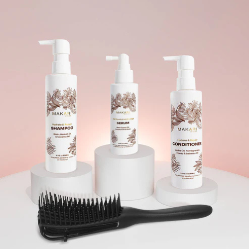 Makari - Hair Set Including Shampoo + Conditioner + Serum + Hair Brush