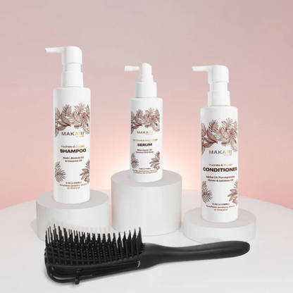 Makari - Hair Set Including Shampoo + Conditioner + Serum + Hair Brush