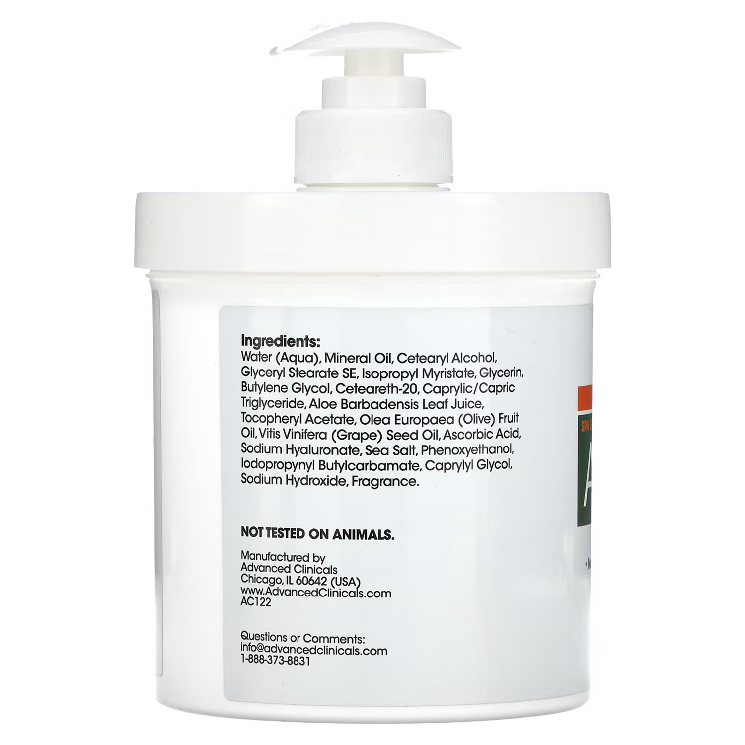 Advanced Clinicals - Aloe Vera, Soothe + Recover Cream, 16 oz (454 g)