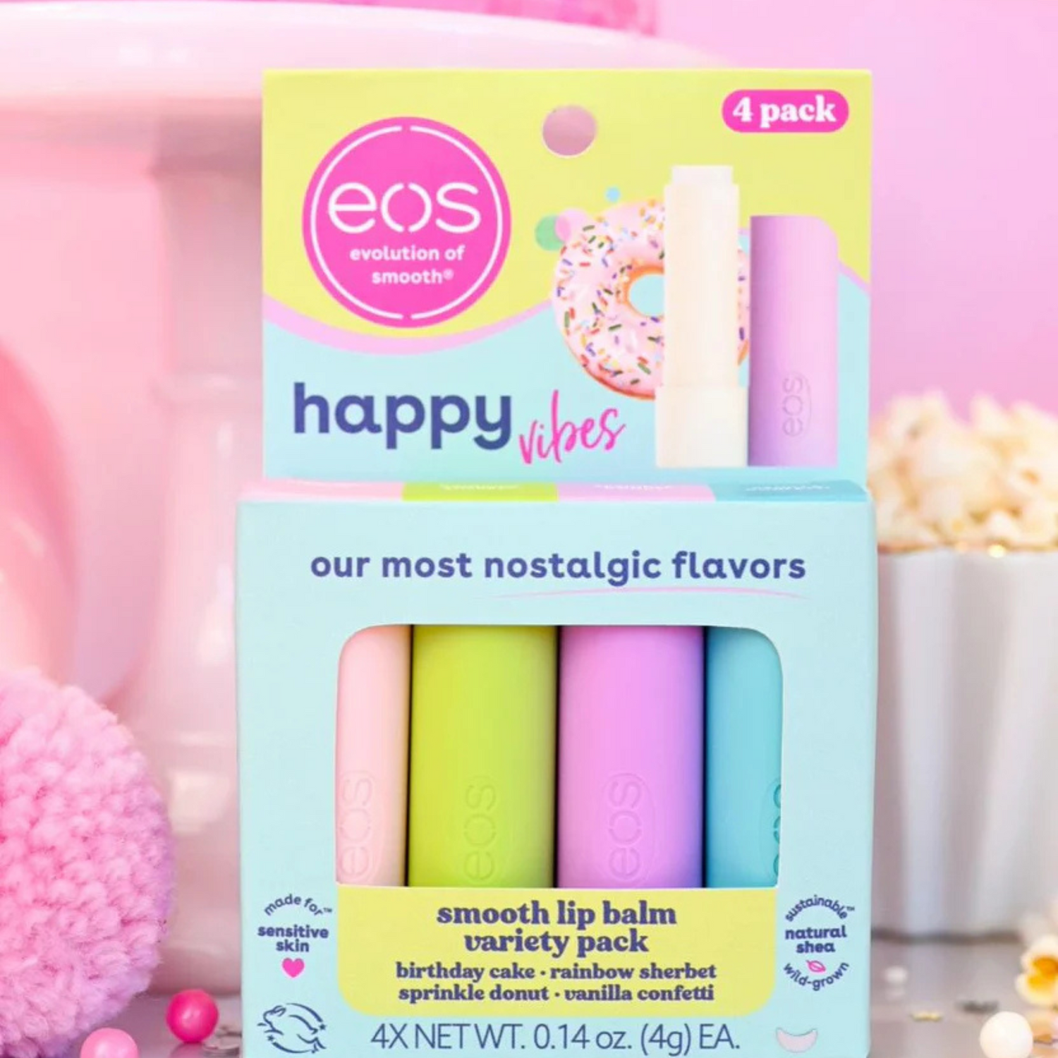 eos - Happy Vibes Lip Balm ( 4 pack )
