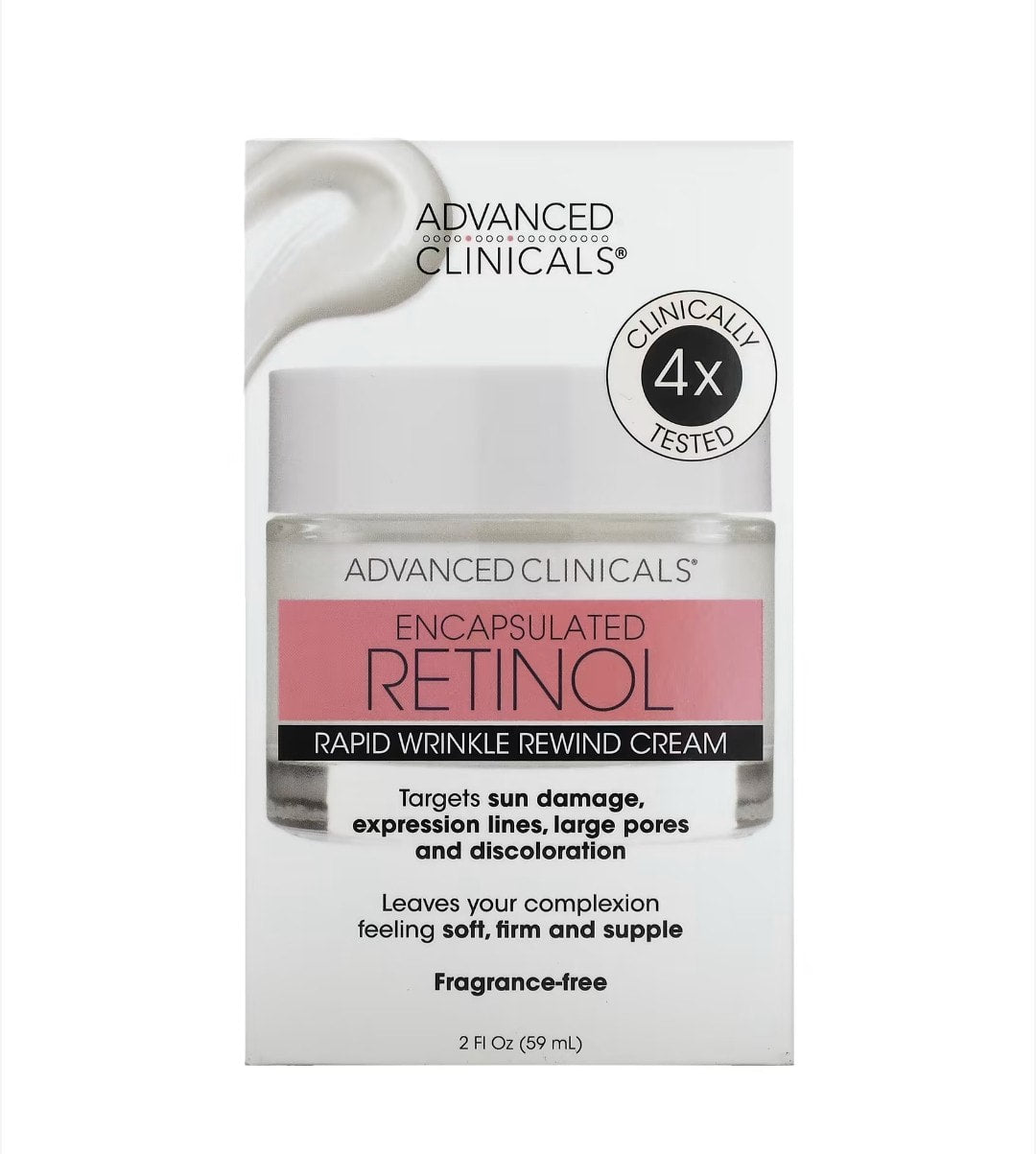 Advanced Clinicals - Encapsulated Retinol, Rapid Wrinkle Rewind Cream, Fragrance Free, 2 fl oz (59 ml)