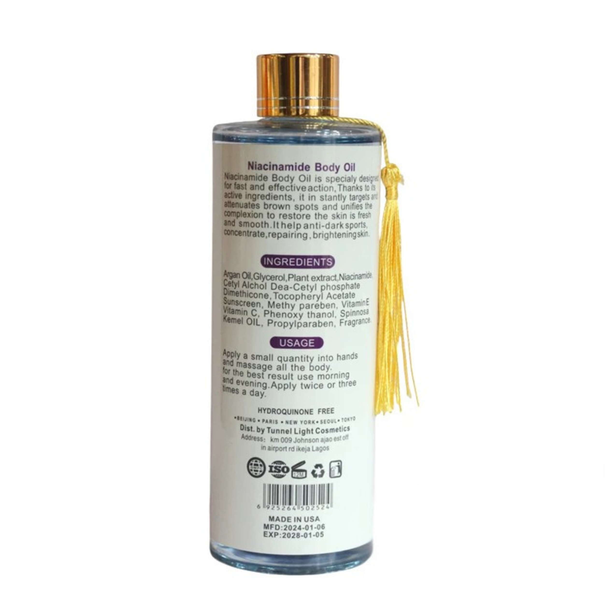 Morracan Argan essential Oils - Niacinamide Body Oil (300ml)