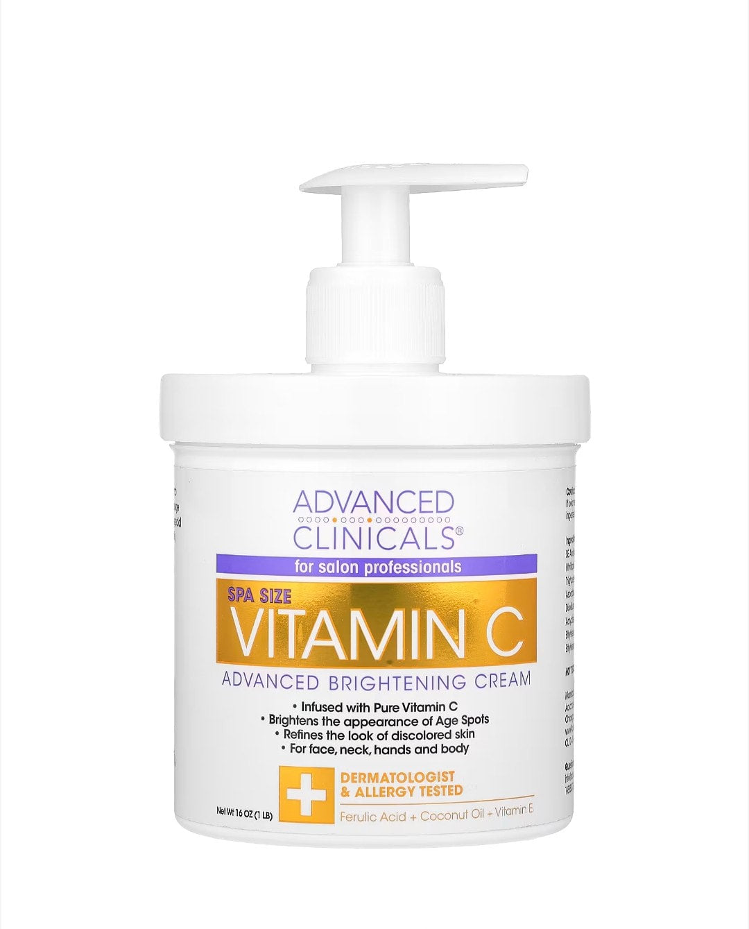 Advanced Clinicals - Vitamin C, Advanced Brightening Cream, 1 lb (16 oz)