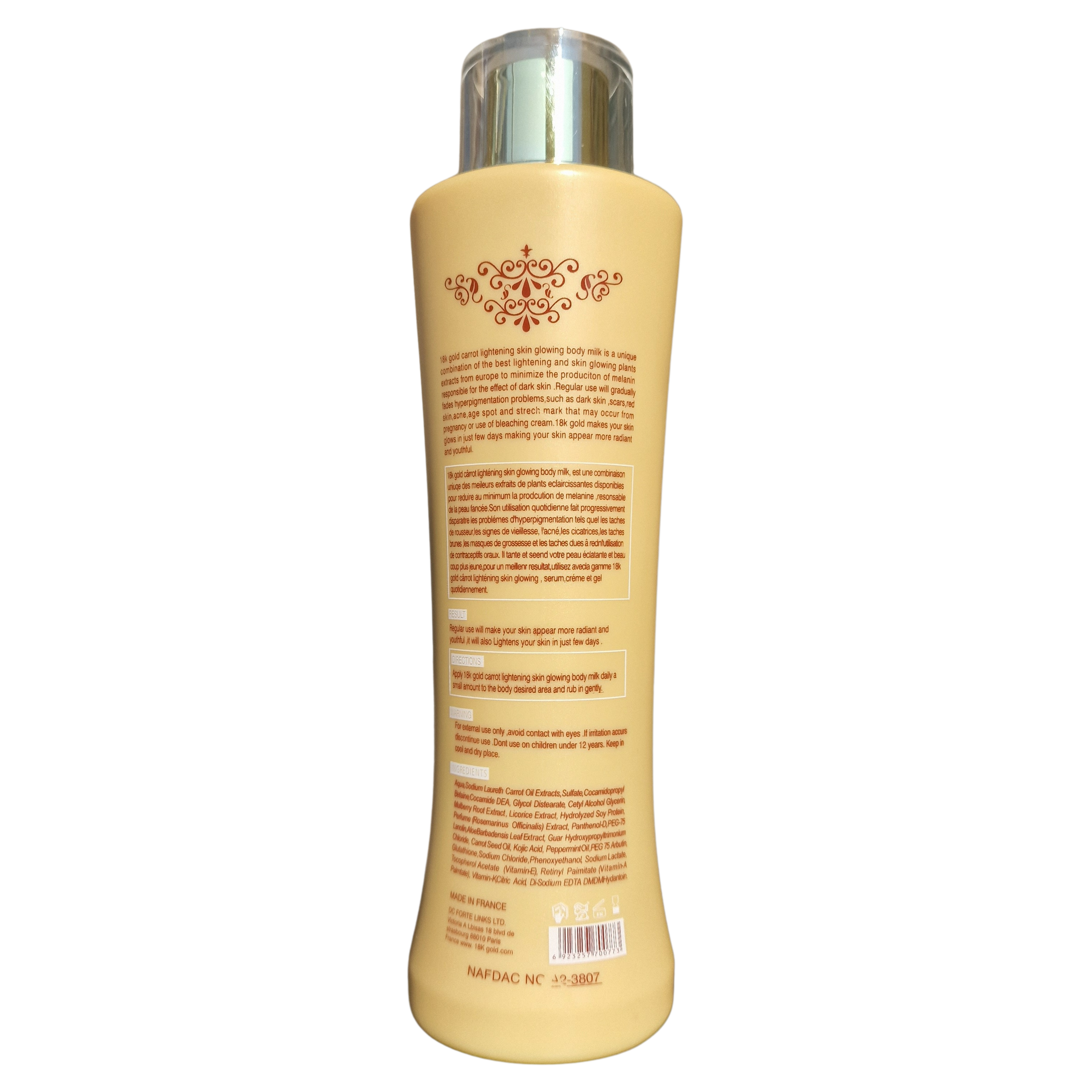 18k Paris Gold - Skin Glowing Body Milk (Gold Crystal Lightening) - 400ml
