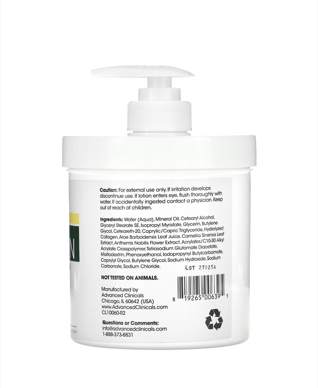 Advanced Clinicals - Collagen, Skin Rescue Lotion, Fragrance Free, 16 oz (454 g)