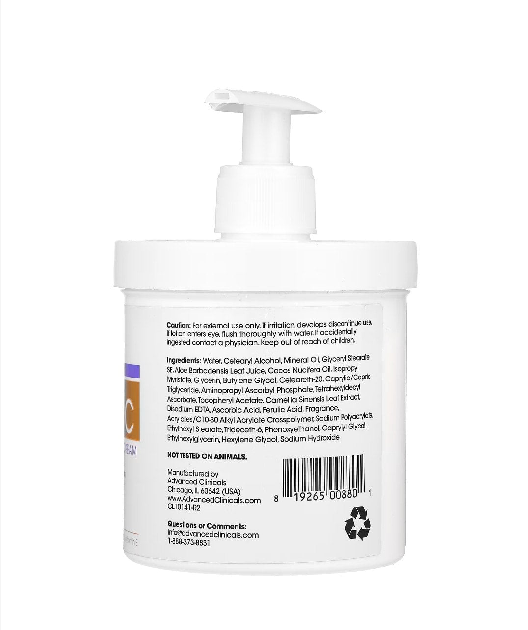 Advanced Clinicals - Vitamin C, Advanced Brightening Cream, 1 lb (16 oz)