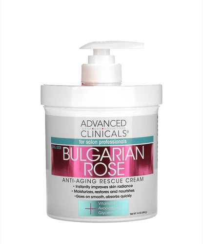 Advanced Clinicals - Anti-Aging Rescue Cream, Bulgarian Rose, 16 oz (454 g)