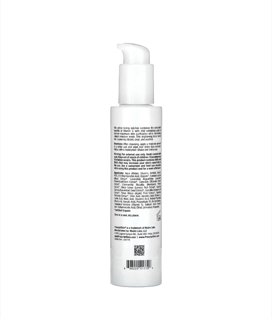 PrescriptSkin - Vitamin C Toner, Enhanced Brightening Toner, 6 fl oz (177 ml)
