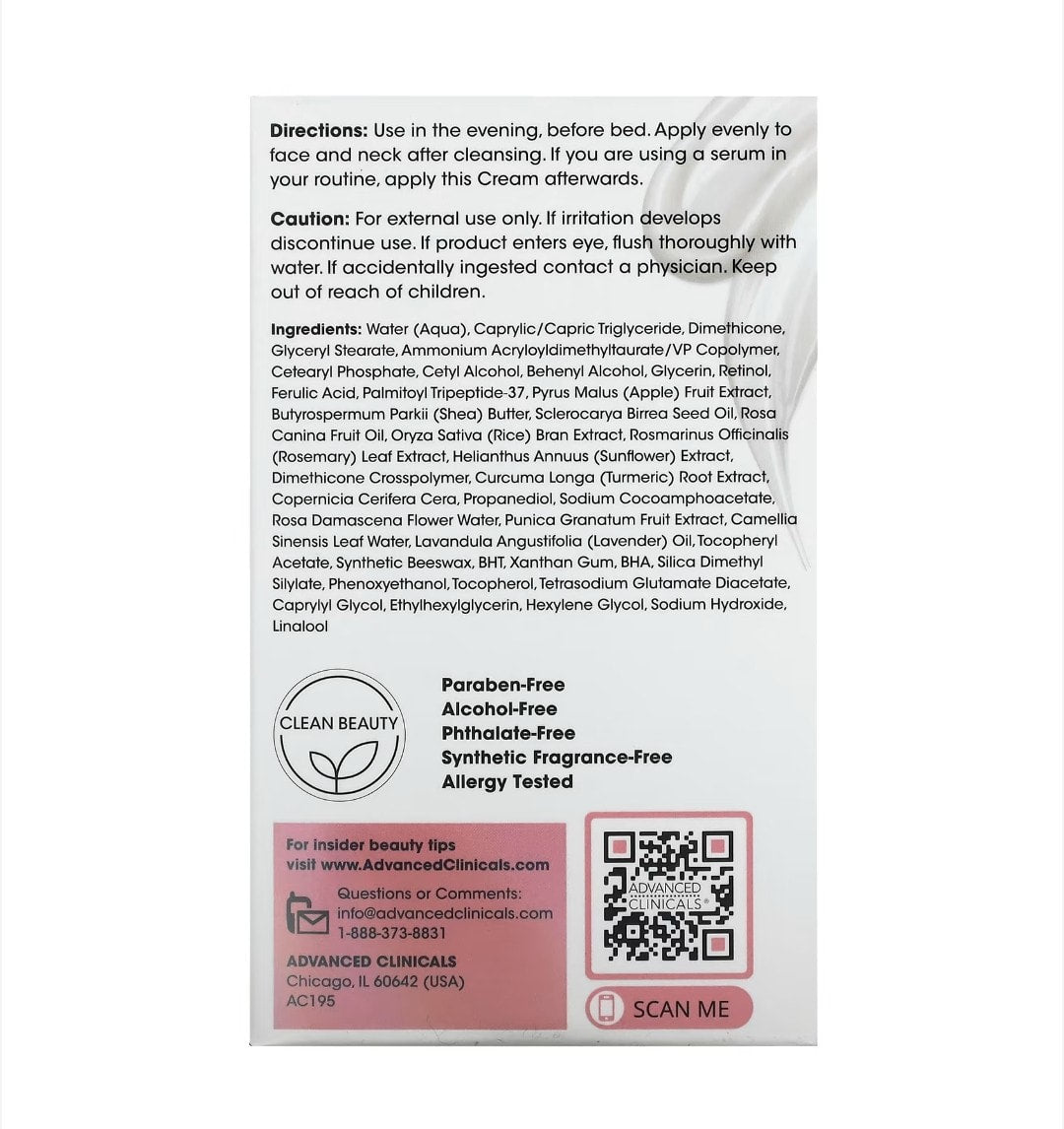Advanced Clinicals - Encapsulated Retinol, Rapid Wrinkle Rewind Cream, Fragrance Free, 2 fl oz (59 ml)