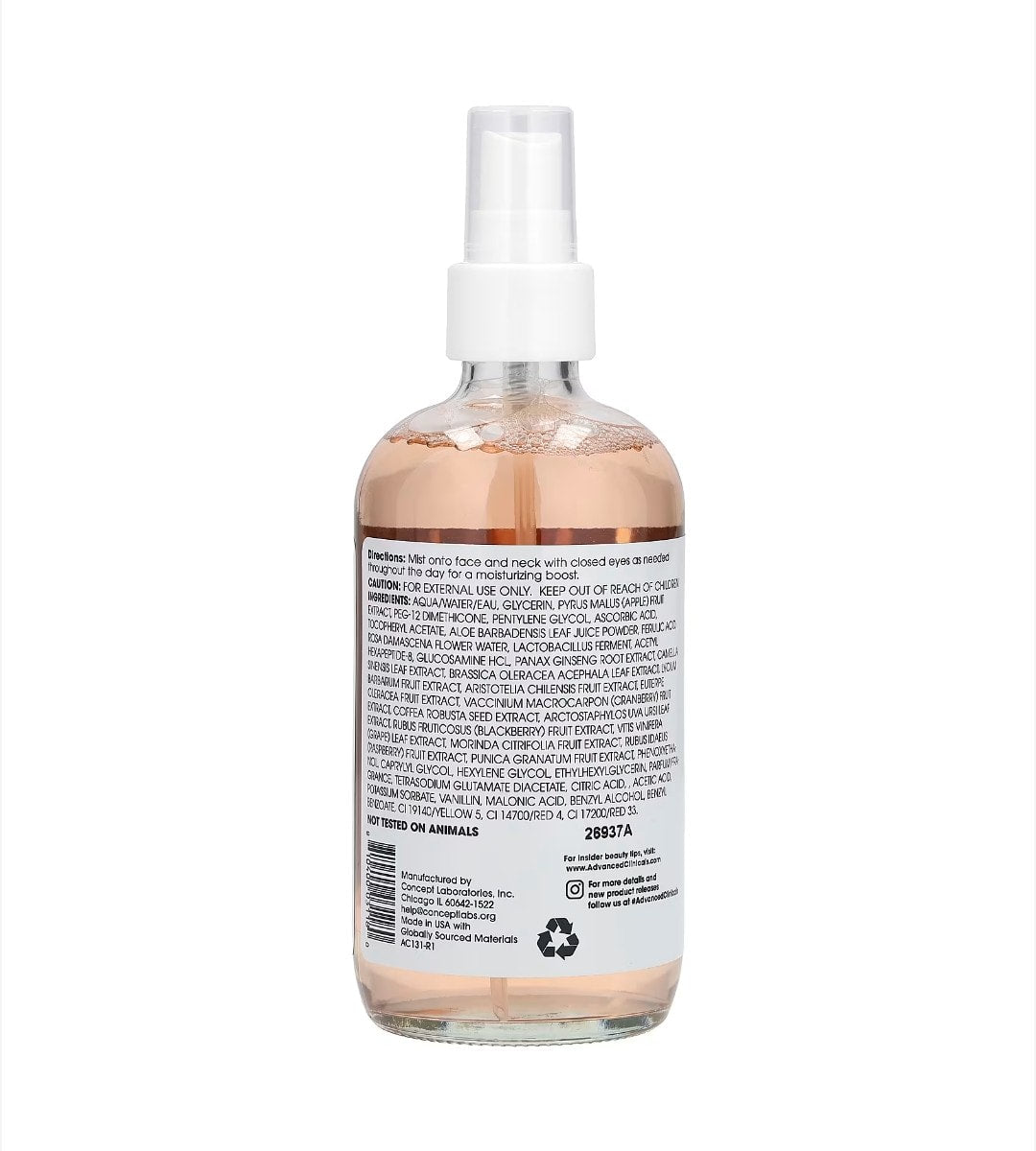 Advanced Clinicals - Vitamin C + Ferulic Acid, Antioxidant Glow Facial Mist, 7.5 fl oz (222 ml)