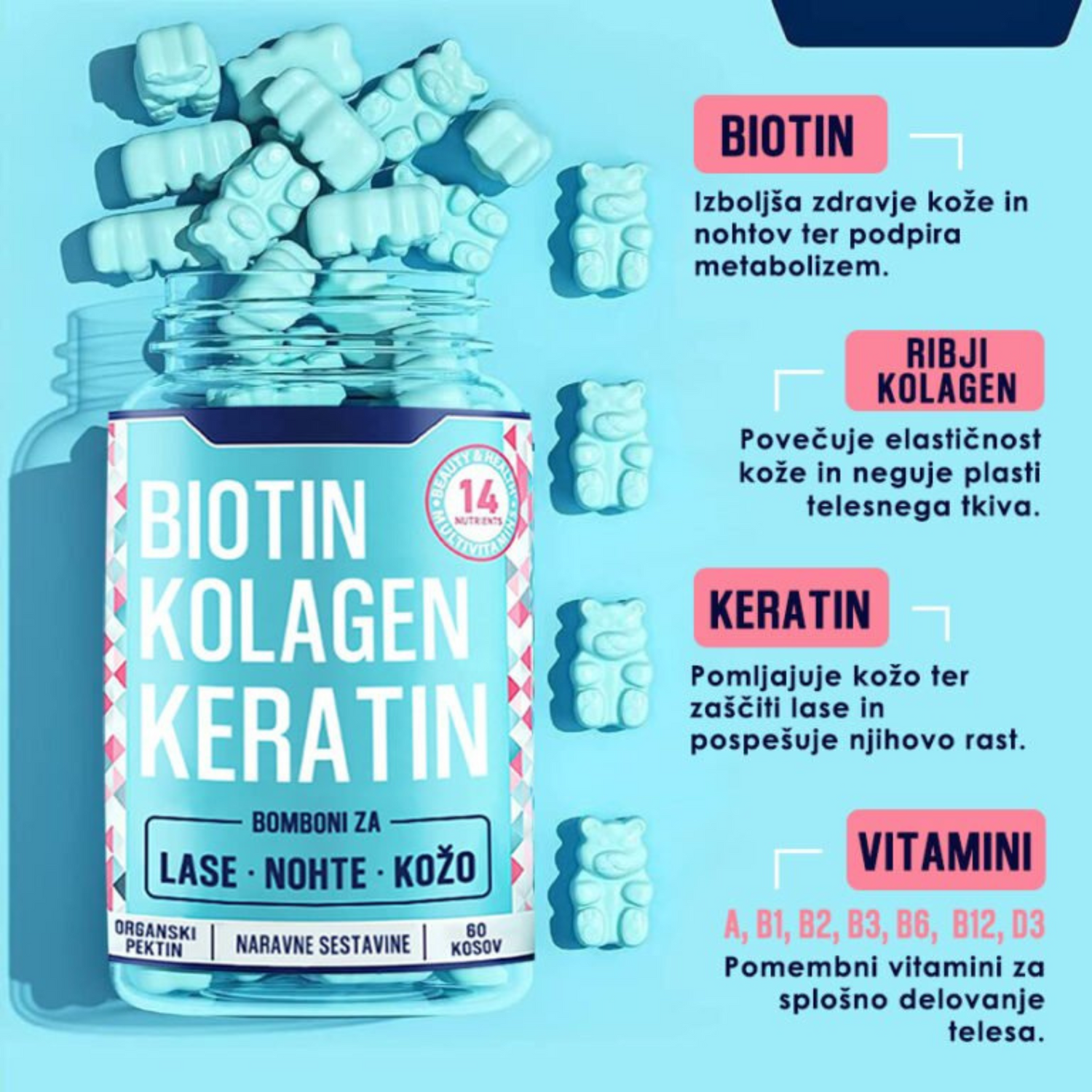 JennysGlow - Biotin Collagen Keratin Gummies ( 60 )